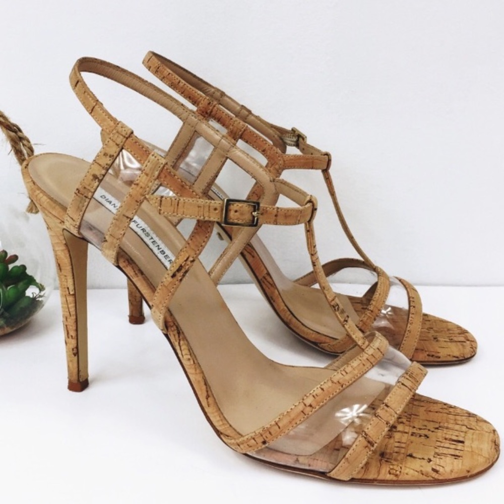 Diane Von Furstenberg Cork Stiletto Heels Size 9.5